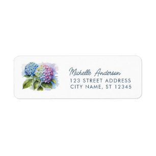 Elegante Trendy Watercolor Hydrangea Rücksendeadre