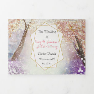Elegante Tri-Fold-Märchenhochzeit in einem Dreifach-gefaltete Programmkarte