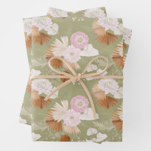 Elegante trockene Palmen und Anthurie Geschenkpapier Set