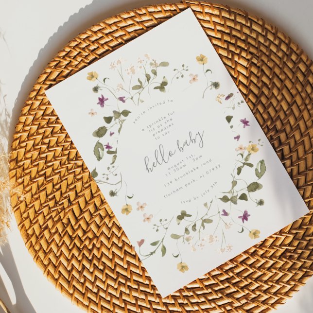 Elegante trockene Wildblume Pampas Floral Baby Dus Einladung (Von Creator hochgeladen)