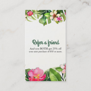 Elegante Tropen Grüne Blätter Floral Empfehlen Sie Empfehlungskarte