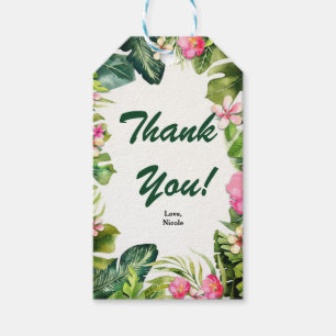 Elegante Tropen Grüne Blätter Florale Wasserfarbe Geschenkanhänger