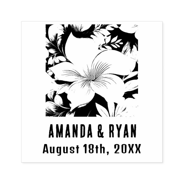 Elegante Tropical Blume Floral Wedding Gummistempel (Prägung)