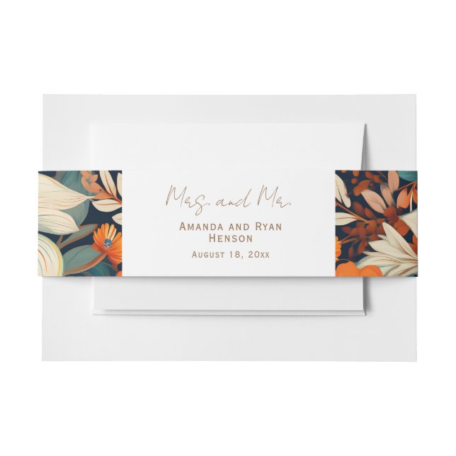 Elegante Tropical Blume Mrs. Floral Wedding Einladungsbanderole (Vorderseite Beispiel)