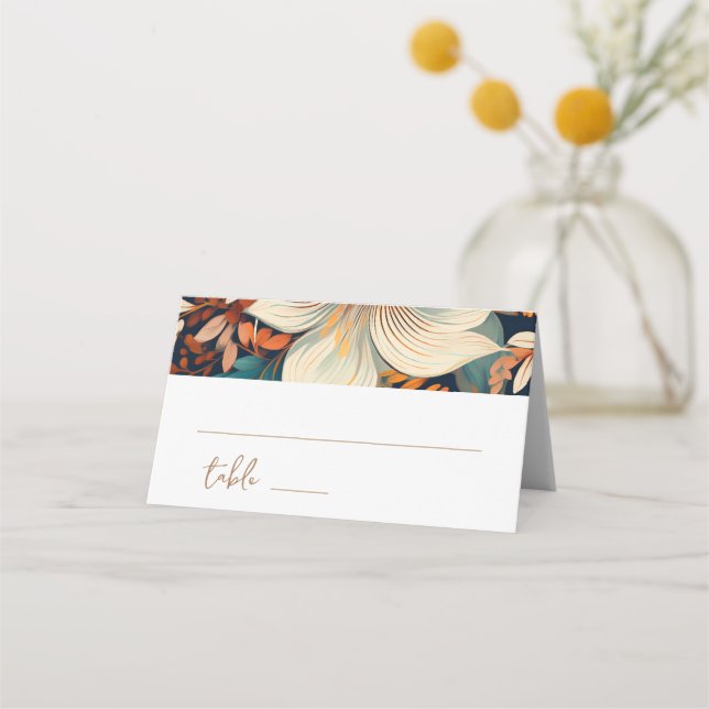 Elegante Tropical Blume Mrs. Floral Wedding Platzkarte (Vorderseite)