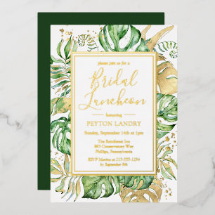 Elegante Tropical Bridal Luncheon Dusche Gold Folieneinladung