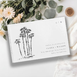 Elegante Tropical Coastal Palm Tree Hochzeit Gästebuch