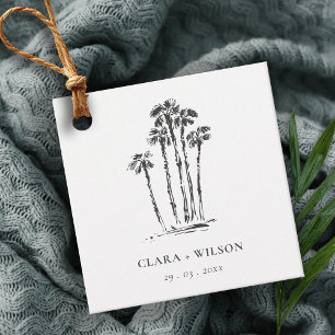 Elegante Tropical Coastal Palm Tree Hochzeit Geschenkanhänger