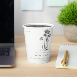 Elegante Tropical Coastal Palm Tree Hochzeit Pappbecher