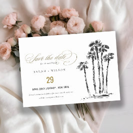 Elegante Tropical Coastal Palm Tree Hochzeit Save The Date