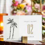 Elegante Tropical Coastal Palm Tree Hochzeit Tischnummer<br><div class="desc">Für weitere Anpassungen oder andere passende Artikel kontaktieren Sie mich bitte unter yellowfebstudio@gmail.com</div>