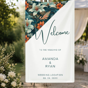 Elegante Tropical Floral Blume Muster Hochzeit Banner