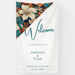 Elegante Tropical Floral Blume Muster Hochzeit Banner
