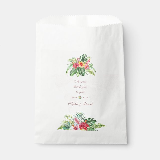 Elegante Tropical Floral Gold Weltkarte Hochzeit Geschenktütchen (Vorderseite)