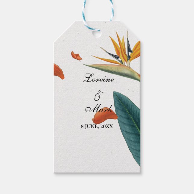 Elegante Tropical Floral Wedding Geschenkanhänger (Vorderseite)