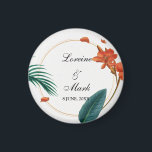 Elegante Tropical Floral Wedding Magnet<br><div class="desc">Das Design besticht durch ein schönes und lebendiges tropisches Blumendesign, das Eleganz und Eleganz ausstrahlt. Die üppige Vegetation und die lebhaften Blume sind eine perfekte Repräsentation für die Schönheit und den Charme einer tropischen Hochzeit. Die elegante Typografie und die schlichte Anordnung ergänzen das tropische Blumendesign und schaffen ein zusammenhängendes und...</div>