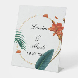 Elegante Tropical Floral Wedding Sockelschild