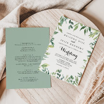 Elegante Tropical Foliage Front & Back Wedding