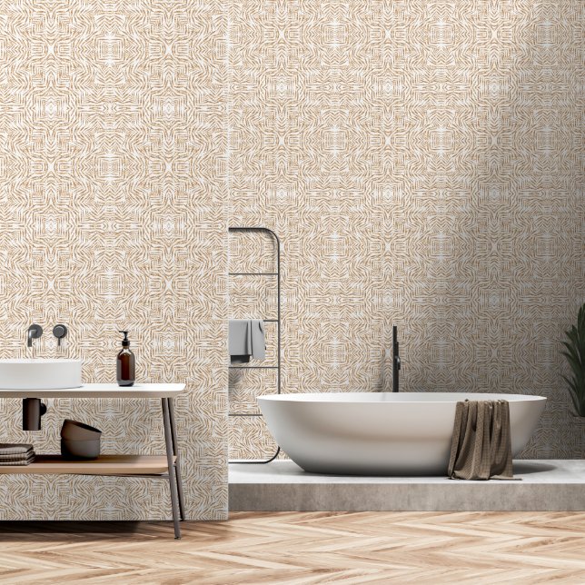 Elegante Tropical Gold Palm Tapete (Badezimmer)