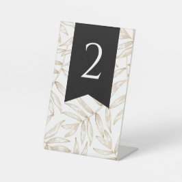 Elegante Tropical Gold Palm Wedding Tischnummer Sockelschild