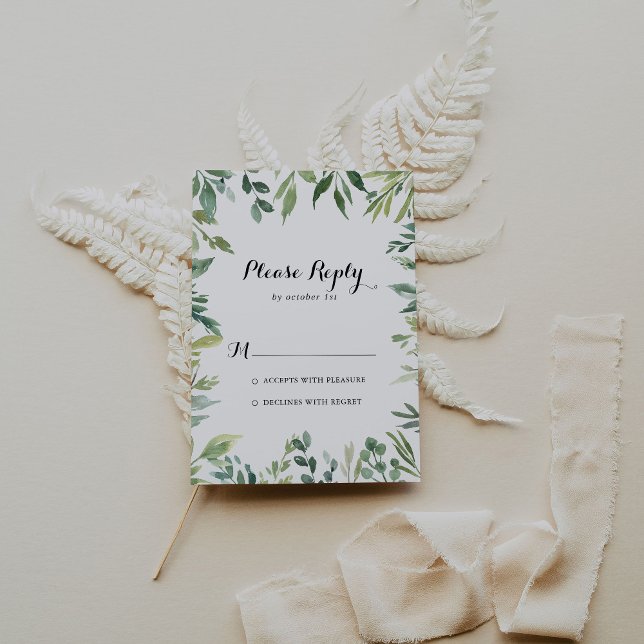 Elegante Tropical Green Foliage Calligraphy UAWG RSVP Karte (Von Creator hochgeladen)