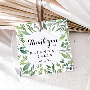 Elegante Tropical Green Foliage Calligraphy Weddin Geschenkanhänger