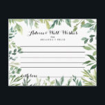 Elegante Tropical Green Foliage Wedding Advice Car Postkarte<br><div class="desc">Diese elegante Tropengrün-foliage Hochzeitsberatungskarte ist ideal für eine moderne Hochzeit. Dieses handgezeichnet Design zeichnet sich durch Aquarellfarben schöne grüne Blätter aus. Diese Karten sind ideal für Hochzeiten,  Brautparty,  Babydusche,  Graduiertenfest u.v.m. Personalisieren Sie die Karten mit den Namen der Braut und Bräutigam,  den Eltern,  die Sie werden oder Absolvent.</div>