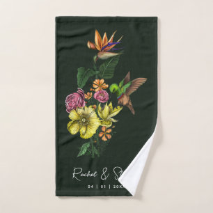 Elegante Tropical Hummingbird Floral Summer Weddin Badhandtuch Set