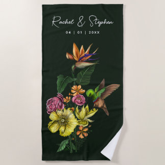 Elegante Tropical Hummingbird Floral Summer Weddin Strandtuch