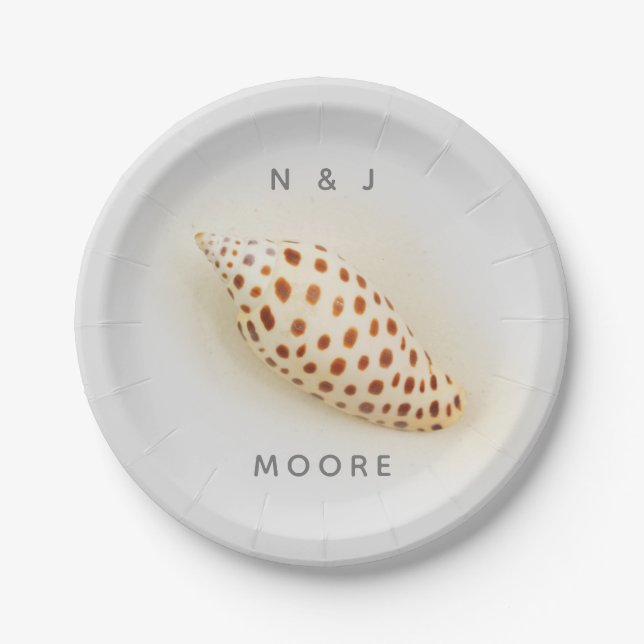 Elegante Tropical Junonia Florida Beach Muschel Na Pappteller (Vorderseite)