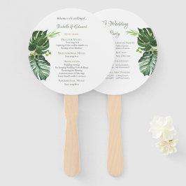 Elegante Tropical Monstera Blätter Hochzeit Fächer