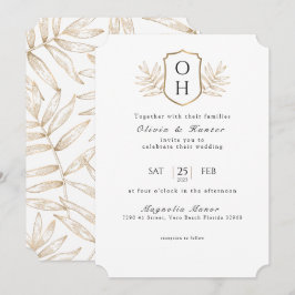 Elegante Tropical Palm Blätter Hochzeit Einladung