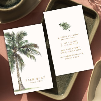 Elegante Tropical Palm Tree Vermietung Visitenkarte