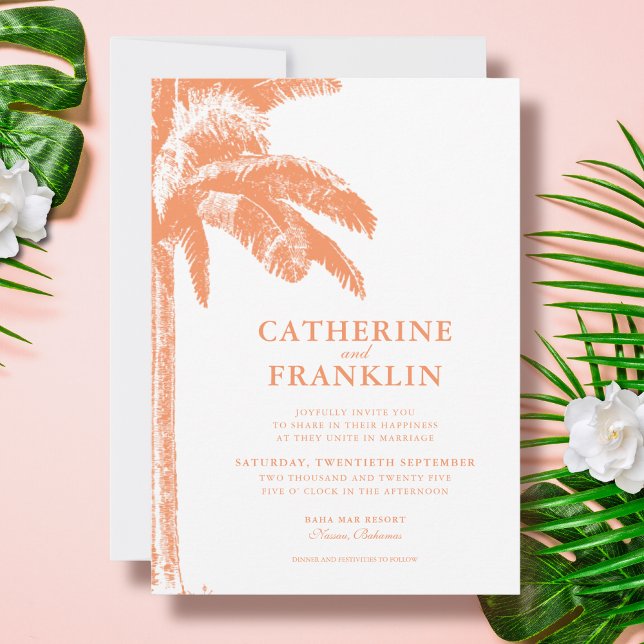 Elegante Tropical Palm Tree Wedding Einladung (Von Creator hochgeladen)