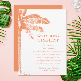 Elegante Tropical Palm Tree Wedding Timeline Programm