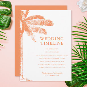 Elegante Tropical Palm Tree Wedding Timeline Programm