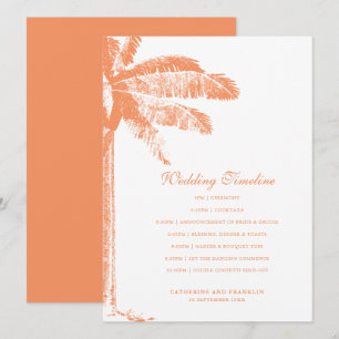 Elegante Tropical Palm Tree Wedding Timeline Programm