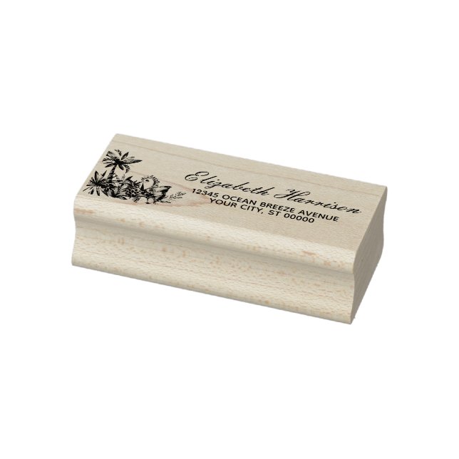 Elegante Tropical Palm Trees Rücksendeadresse Gummistempel (Stempel)