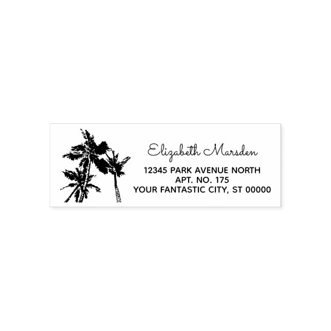 Elegante Tropical Palm Trees Wedding Rücksendeadre Permastempel (Design)