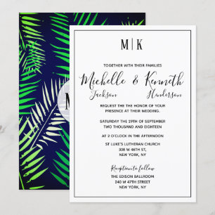 Elegante Tropical Print & Modern Typografy Wedding Einladung