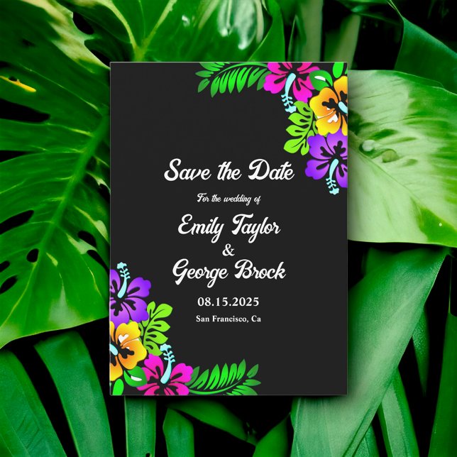 Elegante Tropical Rustic Boho Black Floral Wedding Save The Date (Von Creator hochgeladen)