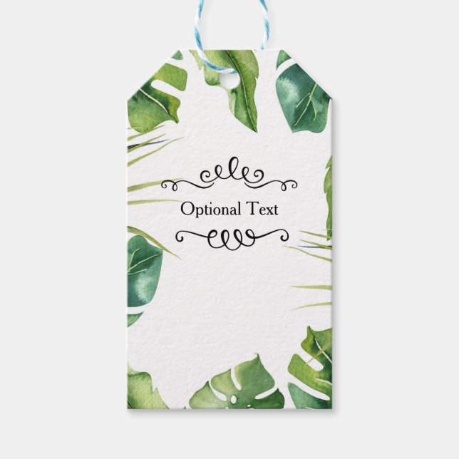 Elegante Tropical Summer Palm Blätter Hochzeit Geschenkanhänger (Vorderseite)