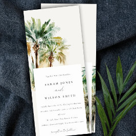 Elegante Tropical Watercolor Palmen Hochzeiten Einladung