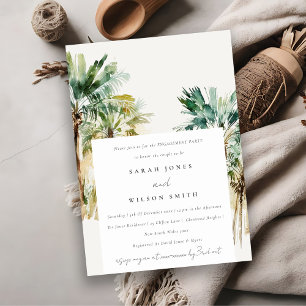 Elegante Tropical Watercolor Palmen Verlobung Einladung