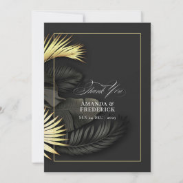 Elegante tropische Blätter in Schwarz und Gold Hoc Dankeskarte