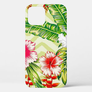Elegante tropische Blätter und Hibiskus-Blume   Case-Mate iPhone Hülle