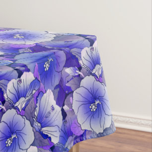 Elegante tropische Blume mit blauen und weißen Hib Tischdecke