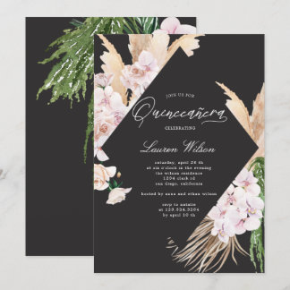 elegante tropische Blumen Quinceanera Einladung
