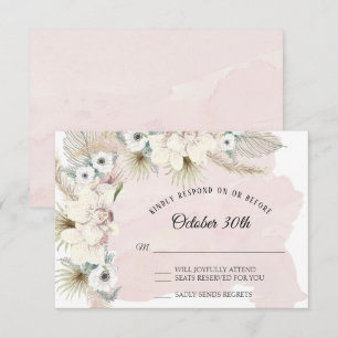 Elegante tropische Boho Floral Erthy Faded Green Einladung