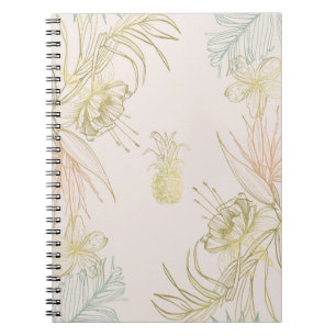 Elegante tropische botanische Blumenblätter Gold Notizblock